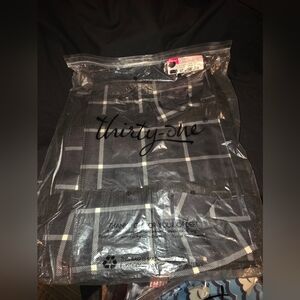 thirty-one zip top organizing tote in Black windowpane